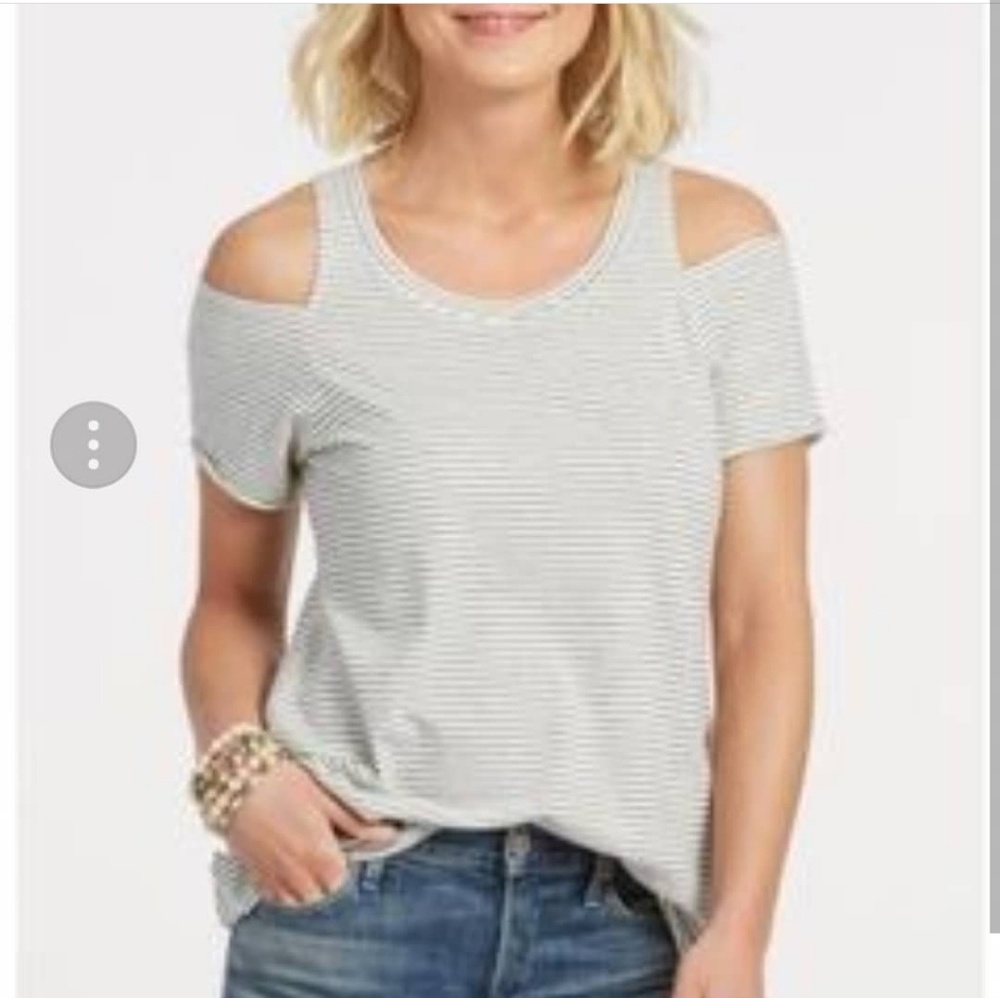 NWT L.A. Made B&W striped cold shoulder tee